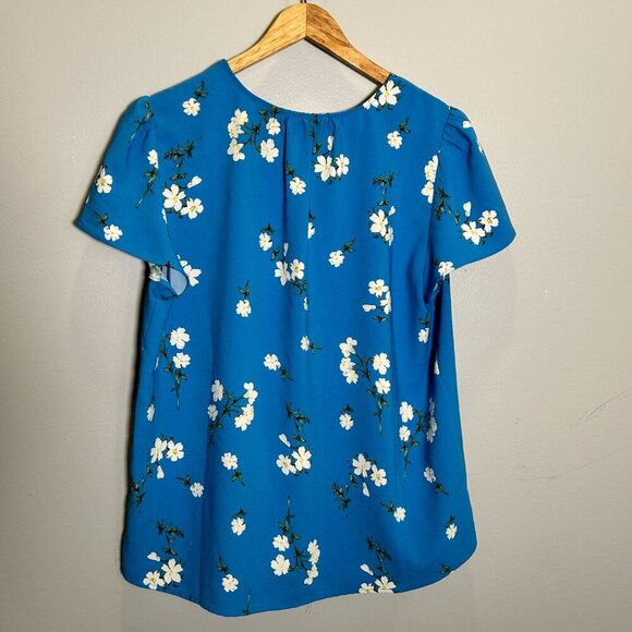 Hilary Radley Blue Flowy Floral Short-Sleeve Top - Small - Picture 3 of 3